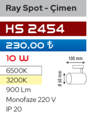Helios Opto Ray Spot - Çimen 10W Siyah Kasa Hs 2454