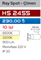 Helios Opto Ray Spot - Çimen 10W Beyaz Kasa Hs 2455