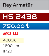Helios Opto Ray Armatür - 20W Siyah HS 2438