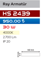 Helios Opto Ray Armatür - 30W Siyah HS 2439