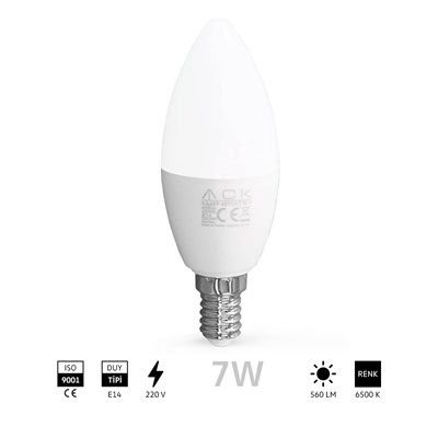 Ack Led Mum Ampul 7W E14 6500K