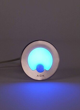 Ack Sensörlü LED Merdiven-Duvar Armatürü Mavi Yuvarlak / Saten / S.A