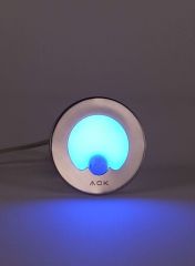 Ack Sensörlü LED Merdiven-Duvar Armatürü Mavi Yuvarlak / Saten / S.A