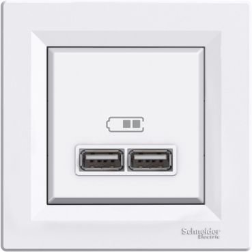 Schneider Asfora Beyaz USB Prizi Modül + Kapak