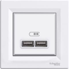 Schneider Asfora Beyaz USB Prizi Modül + Kapak
