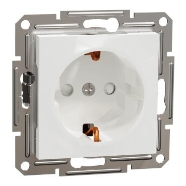 Schneider Asfora Beyaz Çocuk Korumalı Topraklı Priz Modül + Kapak