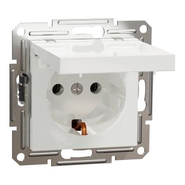 Schneider Asfora Beyaz Kapaklı Topraklı Priz Modül + Kapak
