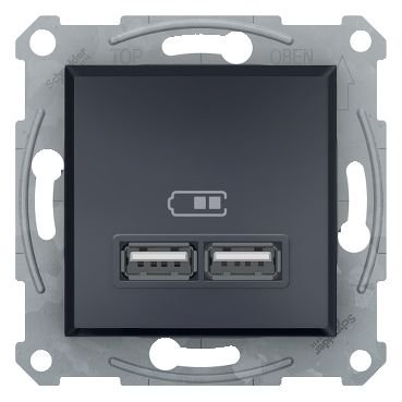 Schneider Asfora Antrasit USB Prizi Modül + Kapak