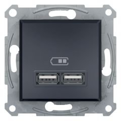 Schneider Asfora Antrasit USB Prizi Modül + Kapak