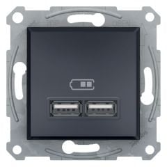Schneider Asfora Antrasit USB Prizi Modül + Kapak