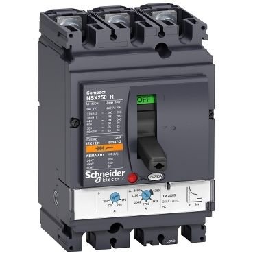 Devre kesici Compact NSX100R, 415 VAC\'de 200 kA, TMD koruma ünitesi 63 A, 3 kutuplu 3d