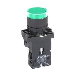 Himel Yaylı Buton Ledli 1NA + 1NK 220V Yeşil
