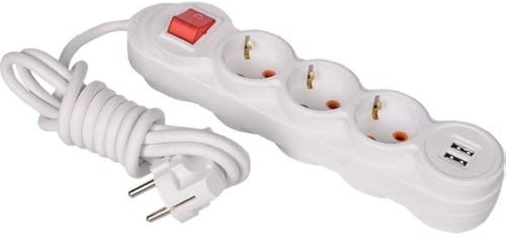 Pelsan Grup Priz Belek USB 3lü 3mt Kablolu Anahtarlı Çocuk Korumalı (5951 4233)