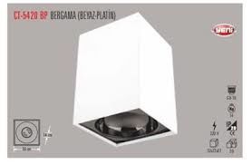 Cata Dekoratif Aplik BERGAMA Sıva Üstü Beyaz+Platin GU10 Kare Kasa (Ampul Ayrıca Satılmaktadır)