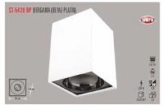 Cata Dekoratif Aplik BERGAMA Sıva Üstü Beyaz+Platin GU10 Kare Kasa (Ampul Ayrıca Satılmaktadır)